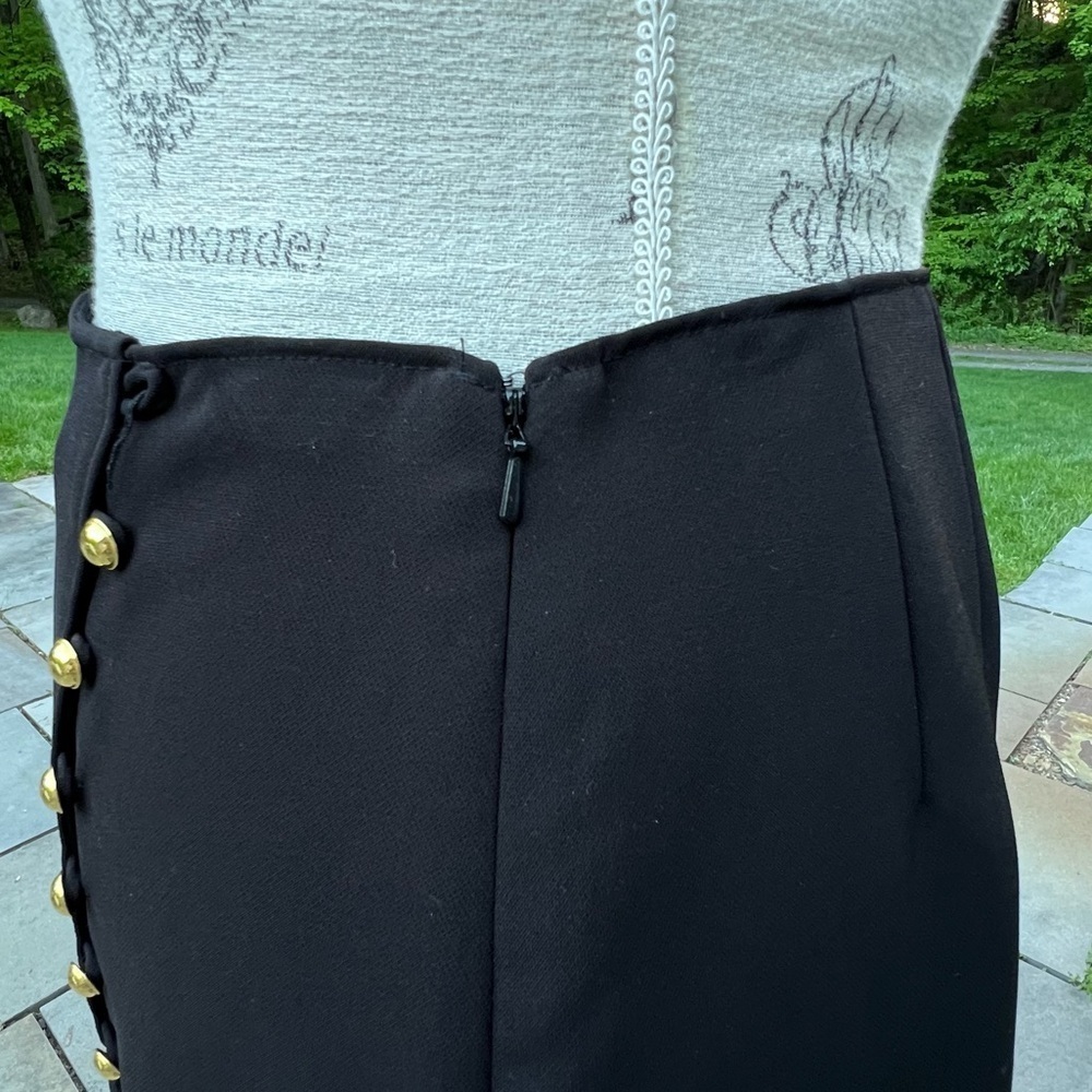 Talbots Black Pencil Skirt Gold Buttons Down The Front size 4 - Picture 3 of 10